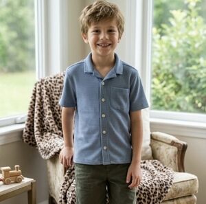 Abercrombie Kids Blue Button Down Shirt 7/8 EUC